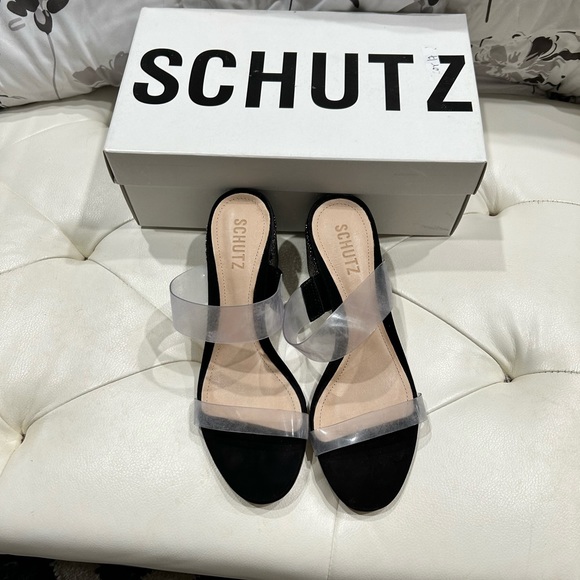 Schutz Block heel studded sandals Victoria Crystal NWT. New in box with dust bag - Picture 4 of 7